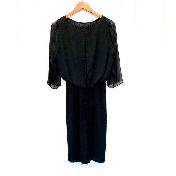 b Michael black sheer overlay midi dress 8 - Picture 5 of 10